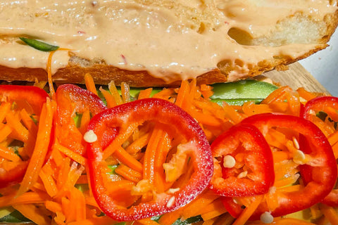 Vegetarian Bahn Mi with Avocado and Spicy Lime Mayonnaise