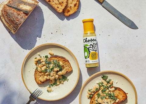 Marinated Lemon Garlic White Beans on Toast