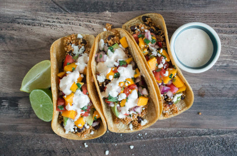 Quinoa & Black Bean Tacos with Creamy Chipotle Sauce Recipe