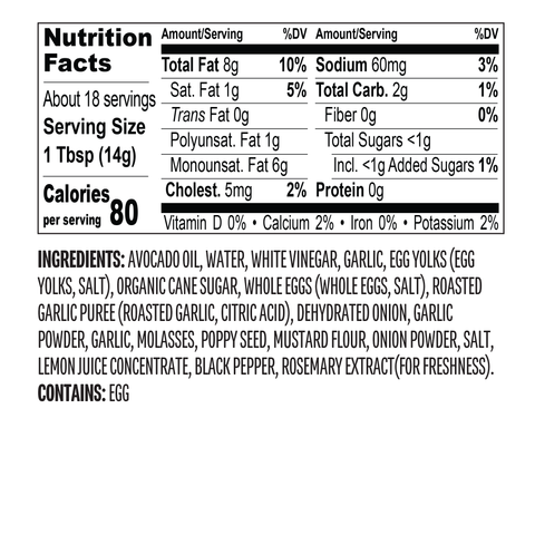 Chosen Foods Everything Bagel Sauce ingredients - included in Chosen Foods Drizzle & Dipping Sauces Variety Pack.