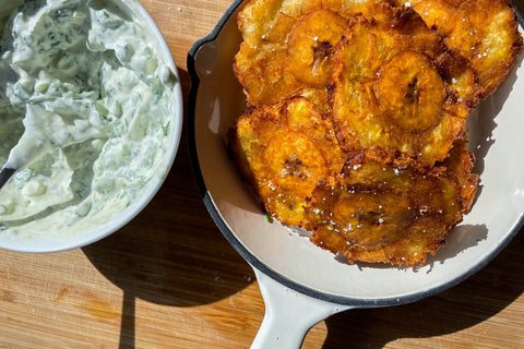 Crispy Tostones with Cilantro Lime Crema