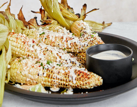 Mexican Grilled Corn with Lime Mayo Crema