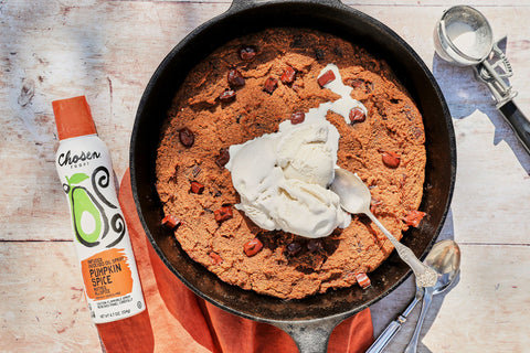 Pumpkin Spice Skillet Cookie with Chocolate Chips