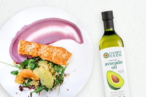 Pan-Seared Salmon over Purple Cauliflower Purée