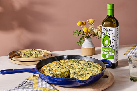 Kale & Pepitas Skillet Frittata with Chosen Foods 100% Pure Avocado Oil