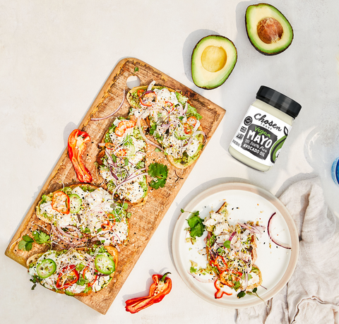 Open-Faced Chicken Salad Avocado Toast Recipe With Chosen Foods Vegan Mayo