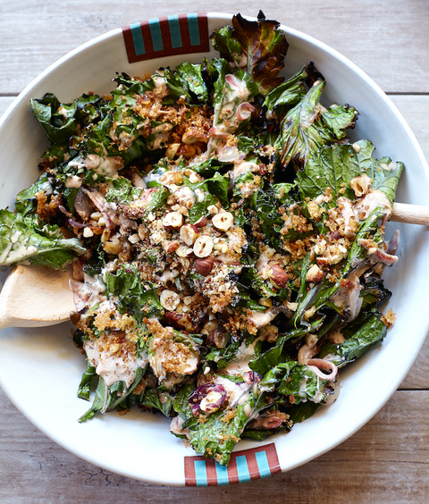Grilled Kale with Roasted Garlic Dressing
