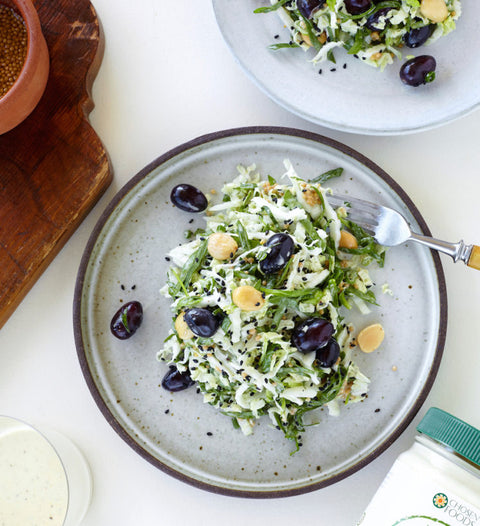 Napa Cabbage and Black Grape Spinach Slaw