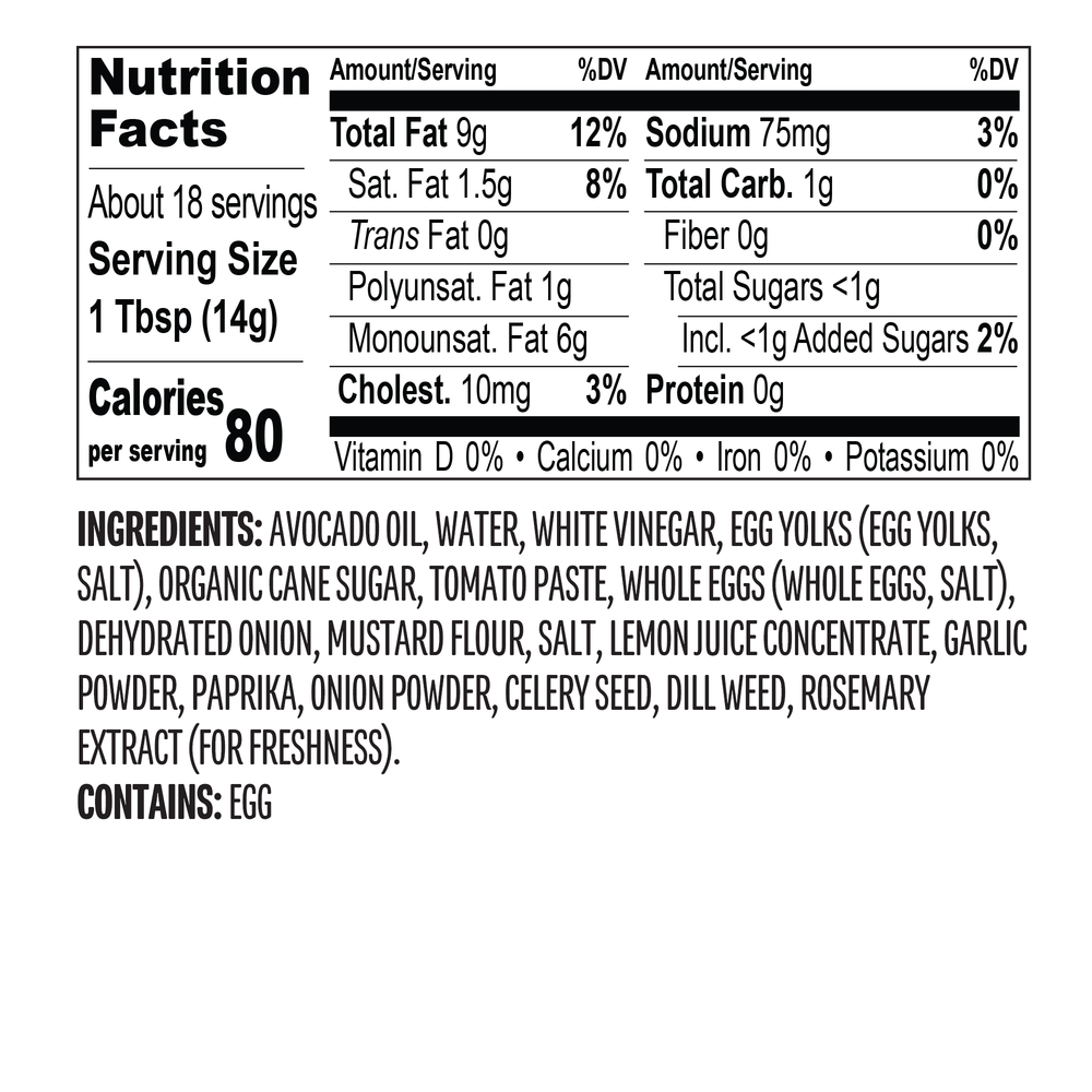 Chosen Foods Burger Sauce ingredients - included in Chosen Foods Drizzle & Dipping Sauces Variety Pack.