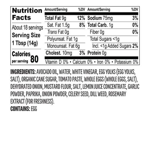 Chosen Foods Burger Sauce ingredients - included in Chosen Foods Drizzle & Dipping Sauces Variety Pack.