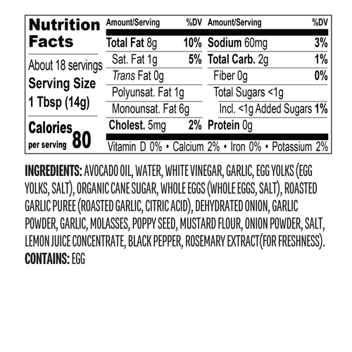 Chosen Foods Everything Bagel Sauce ingredients - included in Chosen Foods Drizzle & Dipping Sauces Variety Pack.