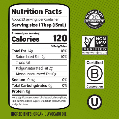 Organic Avocado Oil 16.9 Fl Oz