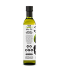 100% Pure Organic Avocado Oil 500ml Glass Bottle - Side Label Features 