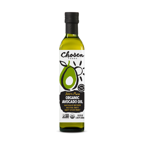 100% Pure Organic Avocado Oil 500ml Glass Bottle - View Front Bottle